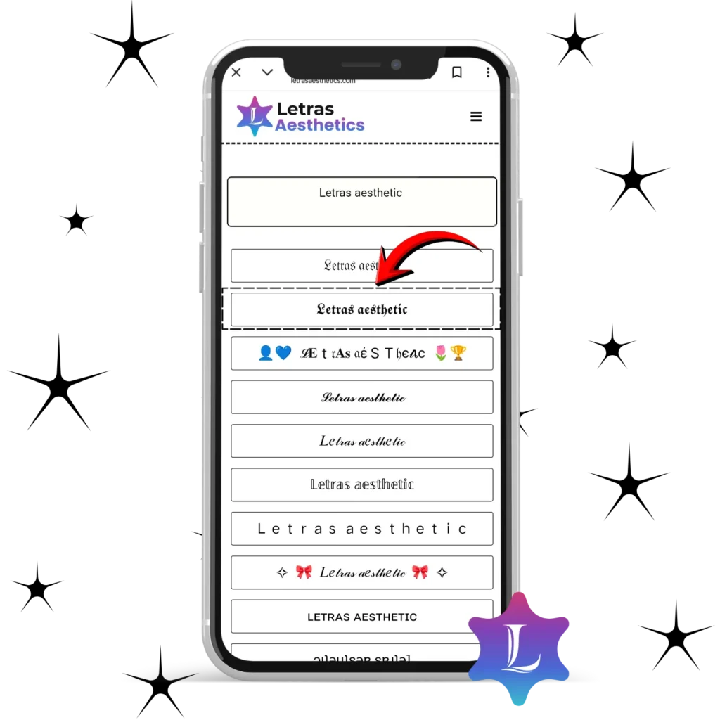 Convierte el texto en letras aesthetic